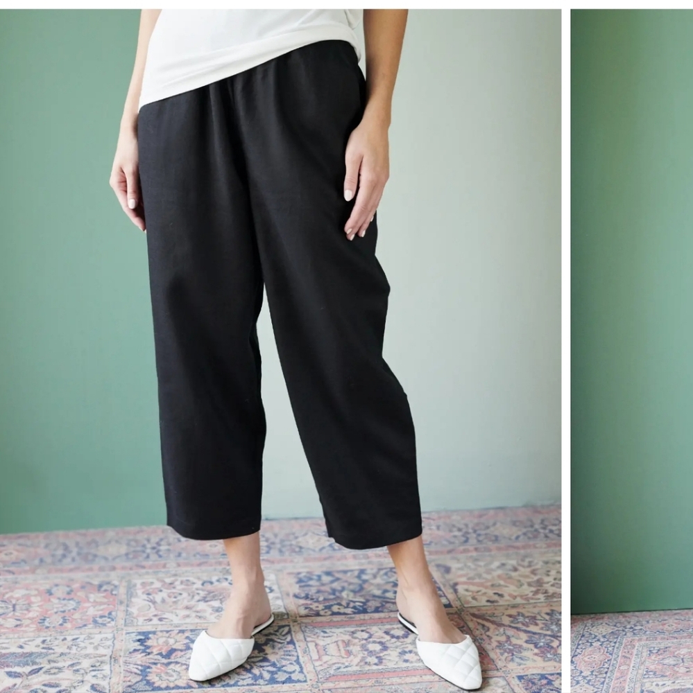 Quince Black Cropped Ankle Pants